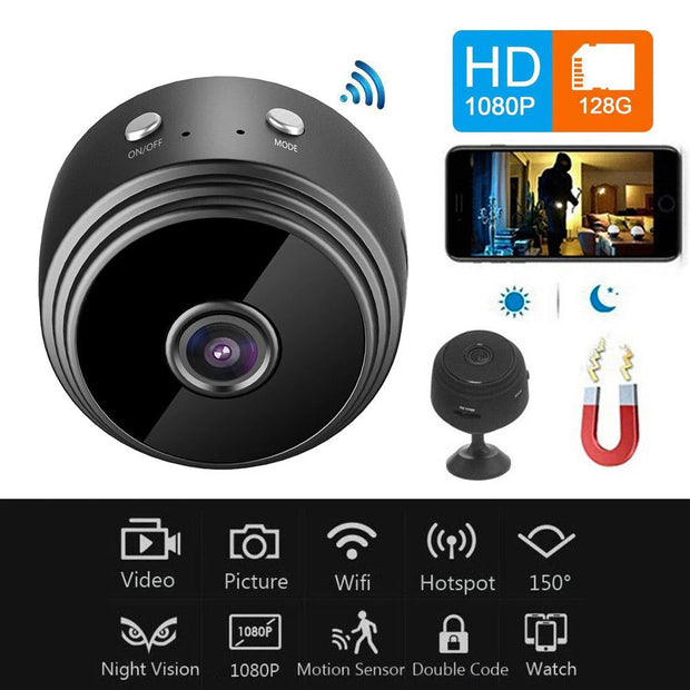 A9 Mini Wireless Camera 1080P HD IP WIFI Camera Day / Night Vision / Voice Enabled & Rechargeable CCTV Security Mini Surveillance Monitoring DVR Sensor WIFI A9 Camera with External Memory "128gb" & Android / iOS Supported App Friendly User Device.